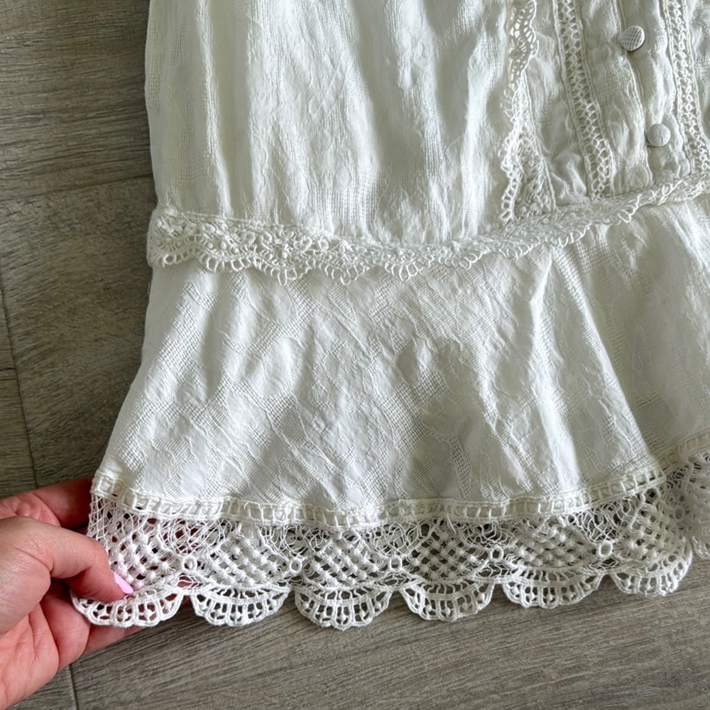 Anthropologie White Long Sleeve Dress Size Medium - Picture 9 of 12